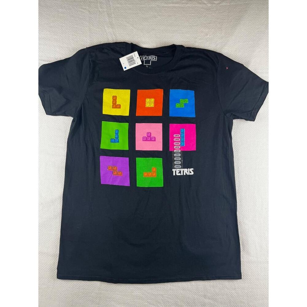 NWT Tetris Colorful Blocks Retro Video Game Graphic T-Shirt Size Large